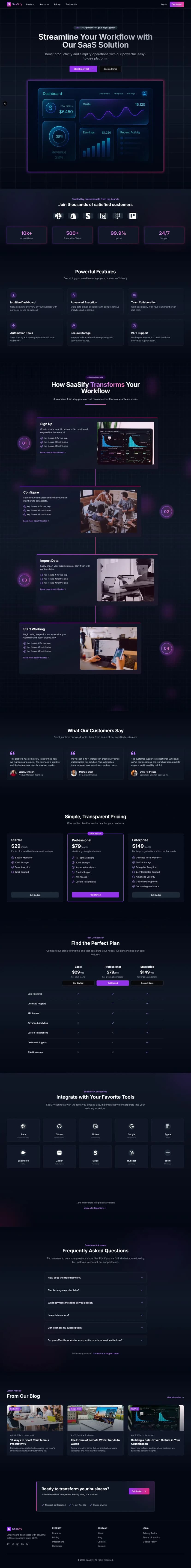 Free SaaS Landing Page Template - Open Source SaaS Website template preview