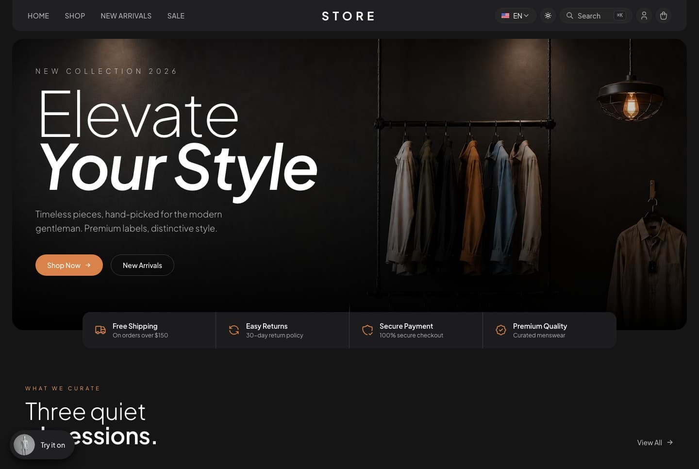 Next.js Fashion E-Commerce Storefront Template - Next.js E-Commerce template preview - Aniq-UI